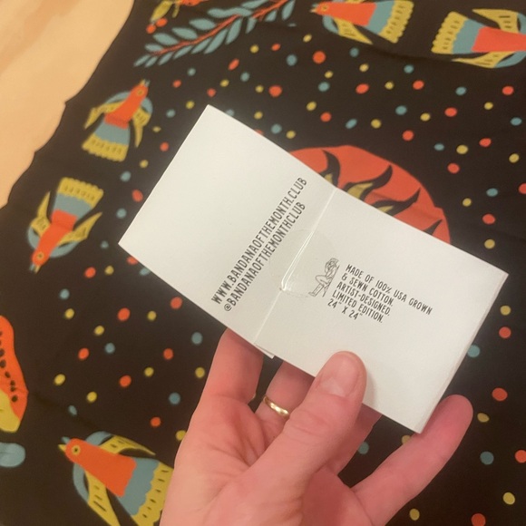 NWT Bandana of the Month Club Mushroom Bird Black 21x 21" Wyatt Hersey Selvedge - Picture 8 of 12